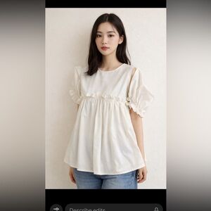 Crosby by Mollie Burch Sleeveless Cream Ruffle Top XS EUC